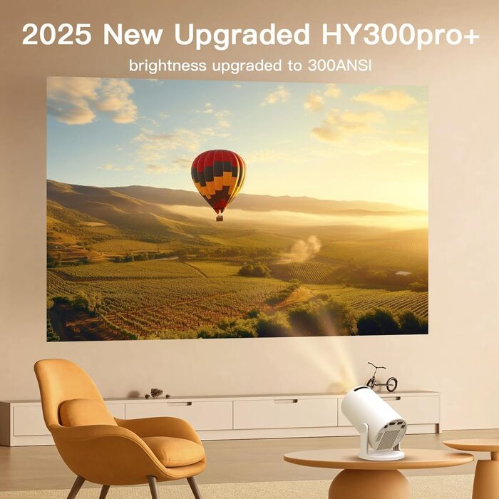 Портативний проєктор LYNCAST HY300 Pro з Wi-Fi, Bluetooth та Android 11. Підтримка 1080P/4K, поворотний на 180°, для домашнього кінотеатру та використання на відкритому повітрі