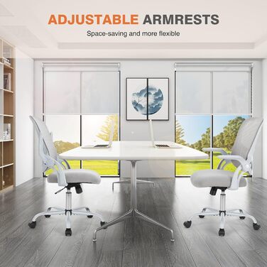 Офісний стіл Sweetcrispy з регульованими підлокітниками, ергономічний стілець для офісу, з підтримкою попереку, регульована висота, поворотний на 360°, з м'яким сидінням, чорний (сірий, регульовані підлокітники)