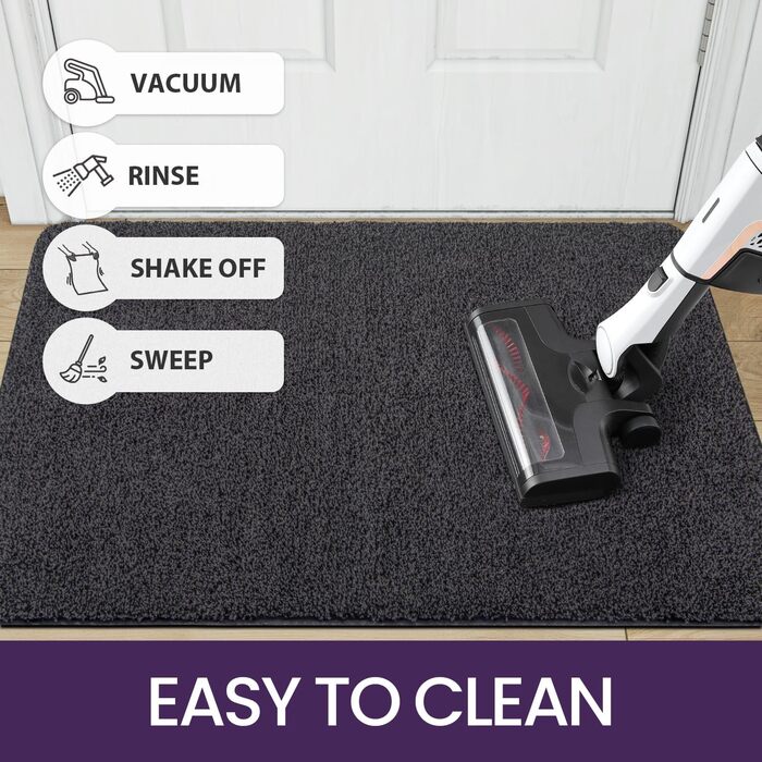 Килимок для дому DEXI 80 x 120 см, чорно-сірий, антиковзаючий, швидковисихаючий, для собак, вхідні двері, коридор