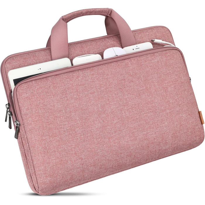 Чохол для ноутбука DOMISO 16 дюймів, сумісний з MacBook Pro (M4/M3/M2/M1) та іншими, водонепроникний, з ручкою, рожевий