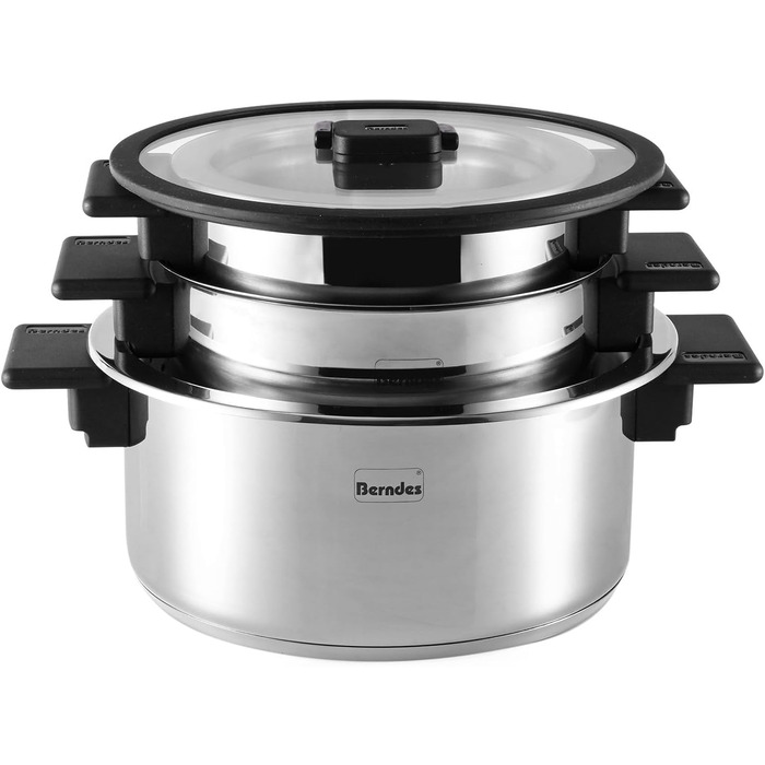 Набір каструль Berndes 6-ти частинний з нержавіючої сталі, індукційне дно, економія місця