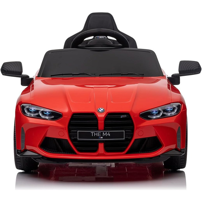 Дитячий електромобіль BMW M4 MPower 90W, EVA колеса, шкіряне сидіння, 12V 10Ah, Bluetooth, пульт, червоний