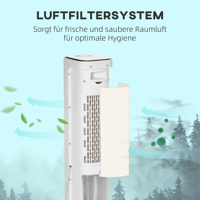 Повітряний охолоджувач 2-в-1 з водяним охолодженням, 5л резервуар для води, таймер на 12 годин, для приміщення до 20 м²