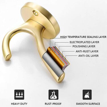 Гачки для гардеробу ZUONAI, Сучасні гачки для одягу, важкі гачки для гардеробу, гачки для куртки, настінні гачки для рушників, подвійний гачок для кухні, ванної кімнати, гардеробу (2 шт., золото)
