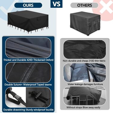 Чохол для садово-патіо меблів зимовий, водовідштовхуючий, 420D Oxford, Anti-UV, 250x210x90 см