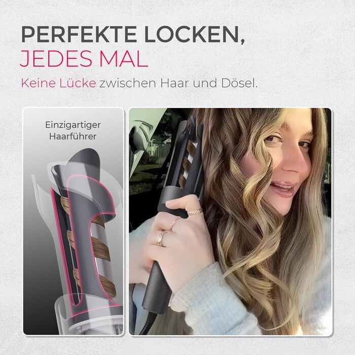 Автоматичний локон-стайлер TYMO CURLPRO - 25 мм, захист від перегріву, 3 температурні режими (160-210°C), для великих та маленьких локонів, металевий сірий