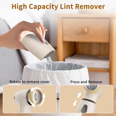 Електричний видальник для одягу та меблів, видалення ворсу, 6-лезове, перезаряджуваний, з цифровим дисплеєм, білий
