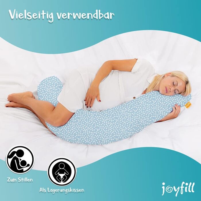 Подушка для годування Joyfill® Premium з мікроперлин - ідеальна для сну та годування | Зручна та тиха подушка для сну на боці | Виготовлено в Німеччині | Подушка для годування (170см, сніжинки)