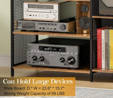 Підставка для програвача вінілу з місцем для зберігання платівок, до 200+ альбомів, медіа шафа, консольний столик, стійка для стерео, тумба, AV-стійка. Колір: русявий, розмір: великий