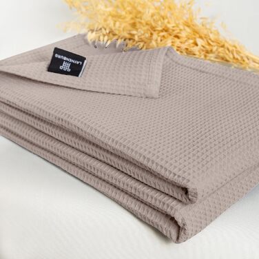 Плед LAYNENBURG Premium 180x220 см, вафельна тканина, 100% бавовна, бежевий колір. Плед для ліжка, дивана, софи.