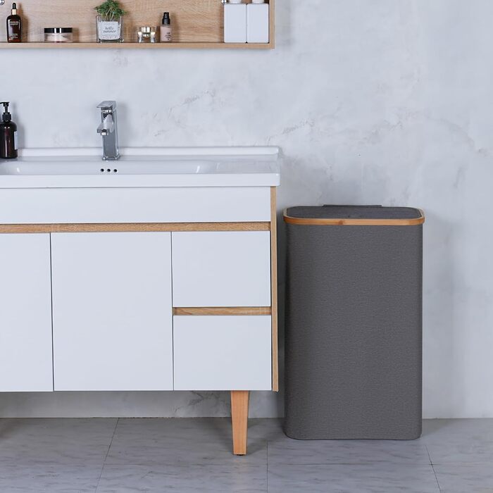 Кошик для білизни Merkisa 60 л з кришкою, сірий. Організація простору, для одягу, іграшок, рушників