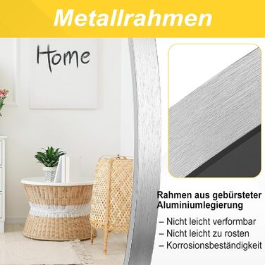 Кругле дзеркало на стіну FRUMENSHIP, діаметр 76 см, сріблястий, з металевим каркасом. Підходить для вітальні, спальні, ванної кімнати, коридору.