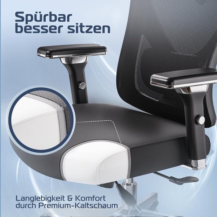 Офісний стілець CleverSeat Ergonomisch - регульований, для дому та геймінгу, до 150 кг (Чорний)