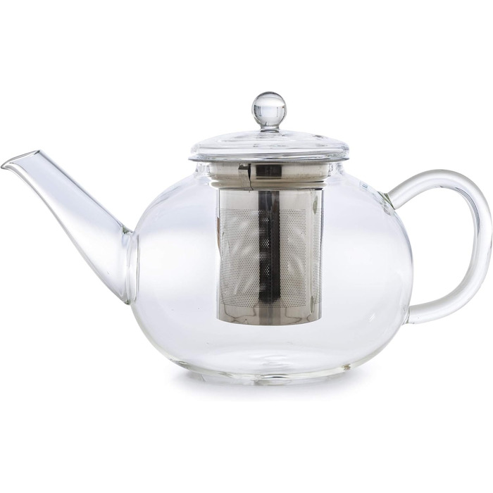 Скляний чайник Creano Glass Teapot 3 частини з вбудованим ситечком з нержавіючої сталі та скляною кришкою, ідеально підходить для приготування чаю оптом, без крапель, все в одному (1.2 л)