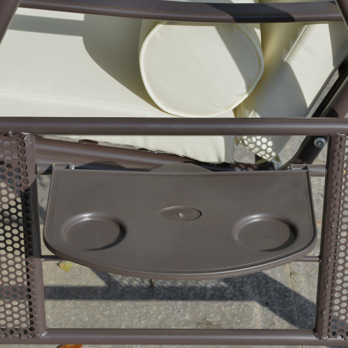 Гойдалка для відпочинку на 2 особи, Голлівудська гойдалка для саду, стійка до погодних умов, 2 підсклянники, Білий + Чорний