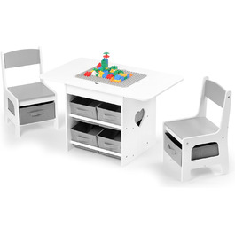 Дитячий стіл зі стільцями, ігровий стіл для дітей з місцем для зберігання. Набір меблів для дитячої кімнати (Сірий)