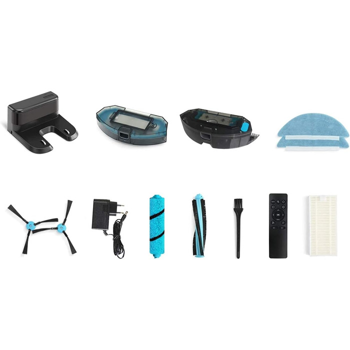 Робот-пилосос SALENTE L7 з функцією миття, 360° лазерна навігація, Wi-Fi, SLAM-картування, керування через додаток. Підходить для підлоги, паркету, килимів та видалення шерсті тварин. UV-стерилізація.