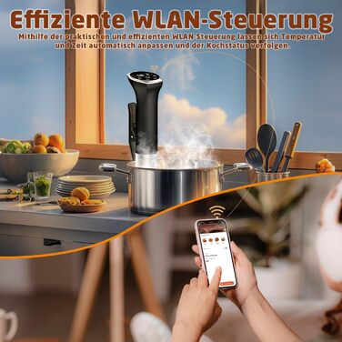 Су-від кухонний прилад Karinear | Су-від стік | APP-керування, Wi-Fi 2.4G | 1400W | 10-90°C, 1-99 хв. | 360° циркуляція