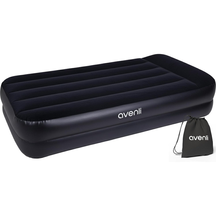 Надувний матрац-ліжко AVENLI для 2 осіб з інтегрованим насосом, самонадувний, висока ліжкомісць, з флокеним покриттям, 195x96x46 см (для кемпінгу та дому)