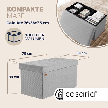 Складаний табурет сірого кольору з тканини Корд, 76x38x38 см, МДФ