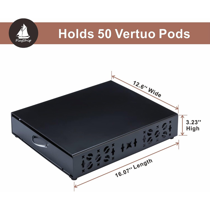 Організатор для капсул Nespresso Vertuo: металевий стійка на 50 капсул, чорний колір