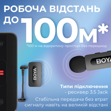 Бездротовий петличний мікрофон BOYA BY-V35 TRS for camera Black