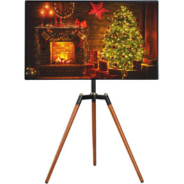 Штатив-телевізійна стійка ETHU для телевізорів 32-65 дюймів (Curved LED) | Регульована висота, поворот 140°, VESA до 600x400 мм, вантажопідйомність 40 кг, коричневий