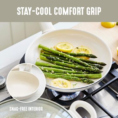 Набір кухонного посуду GreenLife Soft Grip 8 предметів: антипригарне покриття, кераміка, без ПТФЕ, для приготування, смаження, тушкування, з кришками, не нагріваються ручки