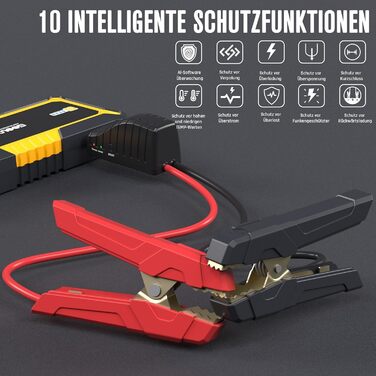 Powerbank Starthilfe GOOLOO GP2000 для автомобілів: 4000A, USB-швидка зарядка, LED, кабель для підзарядки, 8.0L бензин/6.0L дизель