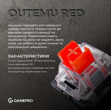 Дротова механічна клавіатура GamePro MK160W (Red) з Hot-Swap RGB White