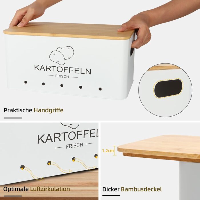 Набір контейнерів для зберігання картоплі, цибулі та часнику - 3 шт. (Бежевий, прямокутний)