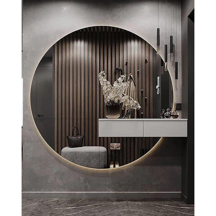 Круглий дзеркало Ramix з LED підсвічуванням, настінний, для ванної кімнати, 50 см, тепле біле світло