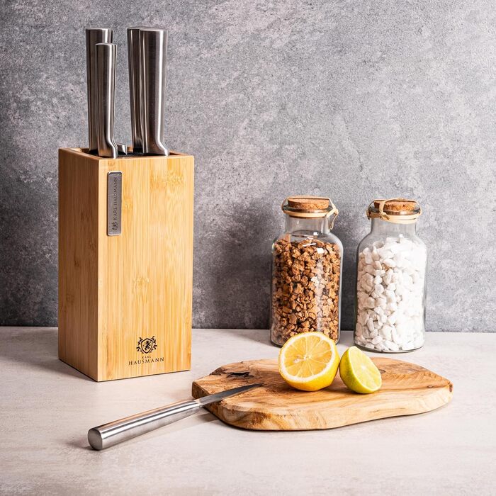 Блок для ножів Karl Hausmann з бамбука (без ножів) з вставкою з щетиною - універсальний, 23 x 10,8 x 10,8 см