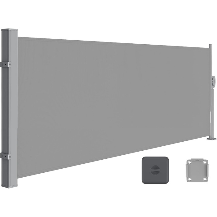 Сонцезахисна бічна маркіза SONGMICS 140x300 см, сталевий корпус, антикорозійна, висувна, щільна, для балкона, тераси, саду, світло-сіра