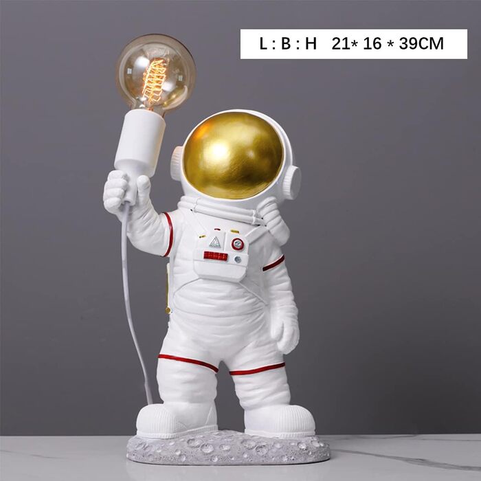 Дитяча настільна лампа ACMHNC Astronaut, світлодіодний нічник, E27, White&Gold, H 39см, Подарунок для дітей