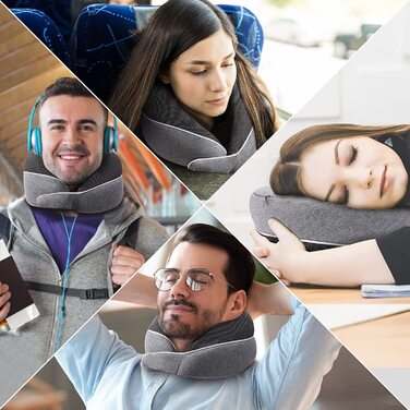 Подушка для шиї Homiee, ортопедична, з memory foam, для подорожей (сіра)