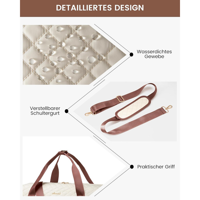 Спортивна сумка LOVEVOOK для жінок з відділенням для ноутбука, 40л, Gym Bag, Travel Duffle, для подорожей, фітнесу, клініки, лікарні (чорний+бежевий+коричневий, з відділенням для взуття)