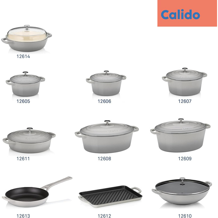 Сковорода kela Calido, Ø 28 см, чавун, основа для всієї плити, емальована, термостійка до 300C, 11963 (світло-сірий)