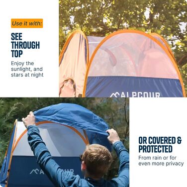 Намет Alpcour Pop-Up - захисний намет для туалету, душу та роздягальні. Просторий, водонепроникний, для кемпінгу та відпочинку на природі. Стабільний, легко складається.