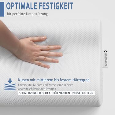Ортопедична подушка KAMASANA для сну на боці з натурального ліоцелю, 60x40 см. Memory Foam, анатомічна, дуже жорстка