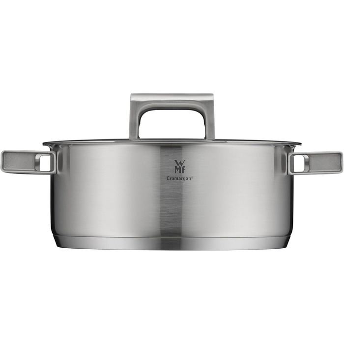 Каструля WMF Ultimate Cool 24 см з нержавіючої сталі Cromargan з індукційним дном, 4.1л, з кришкою з нержавіючої сталі, з внутрішньою шкалою, з терморегульованими ручками, придатна для миття в посудомийній машині