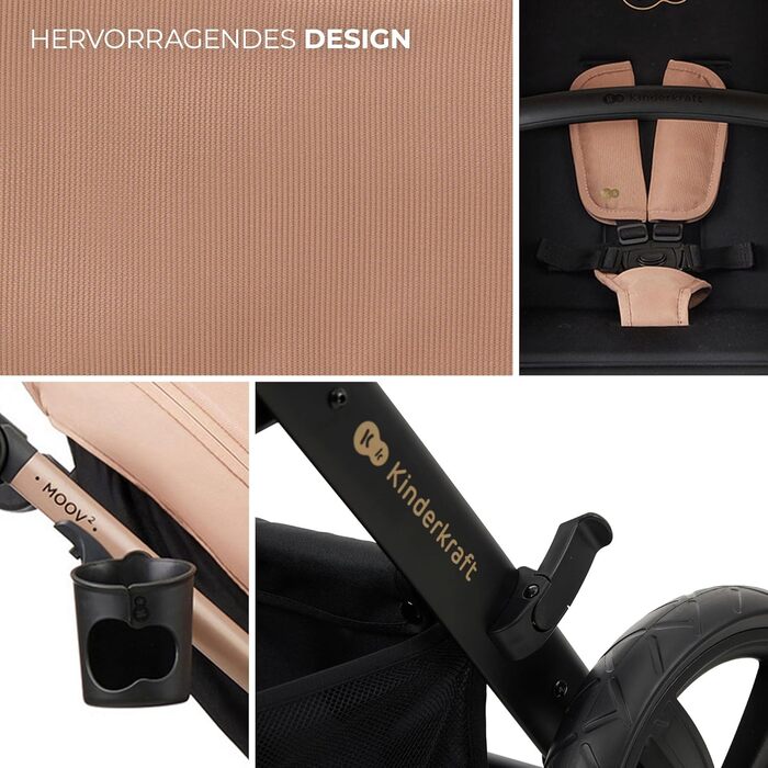 Дитяча коляска Kinderkraft MOOV 2 3 в 1 з автокріслом I-SIZE, чорна (CLASSIC, Beige)
