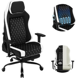 Ігровий крісло WOLTU, ергономічний офісний стілець з інтегрованим м'яким наповнювачем, адаптивною підтримкою попереку, підставкою для ніг та регульованими підлокітниками, металевий каркас