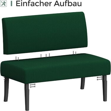 Диван-лавка Yaheetech на 2 місця, зелений, без підлокітників, для вітальні/коридору/офісу