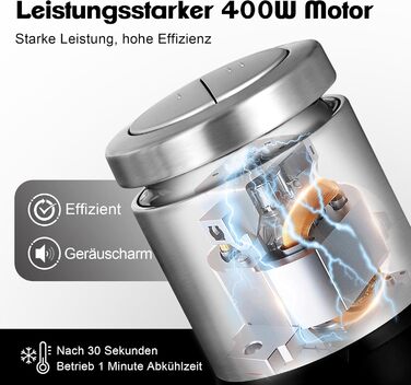 Електричний кухонний подрібнювач Zerkleinerer Küche 400W з 2 чашами (2L+2L) та подвійними лезами з нержавіючої сталі. Подрібнювач для м'яса, овочів, цибулі, фруктів. Срібний колір.