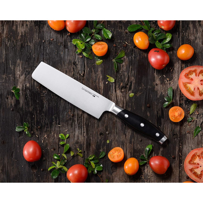 linoroso 9 см Ніж для чищення овочів Гострі ножі для фруктів Кухонні ножі Маленькі кухонні ножі Ергономічна ручка з німецької кованої вуглецевої сталі з елегантною подарунковою коробкою - Classic Series (7-дюймовий ніж Nakiri)