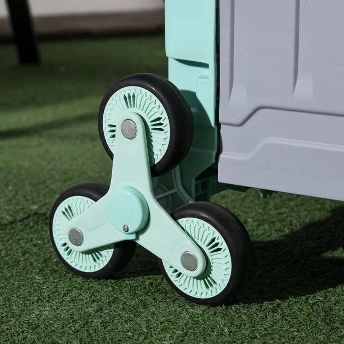 Кошик-візок для покупок, з підйомником для сходин, складаний, з телескопічною ручкою, витримує до 65 кг, зелений