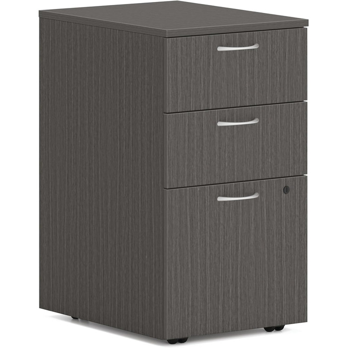 Акціонний шафа для документів HON з 3 висувними ящиками, мобільна база для офісу вдома, ширина 38,1 см, портативне зберігання, колір Шiefer-Teakholz (Шифер-Чорнодеревний)