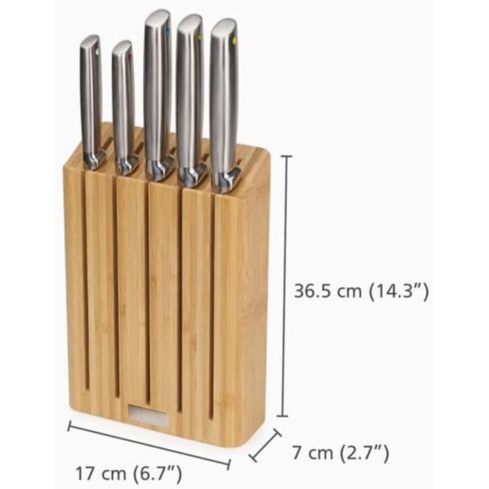 Набір ножів Joseph Joseph Elevate SlimBlock 5 шт. з точилкою, чорний (бамбук)