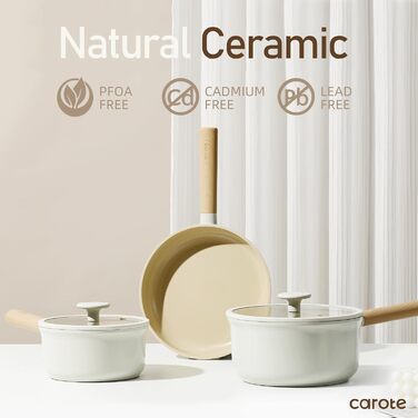 Набір керамічного посуду CAROTE з 2 кришками світло-сірий